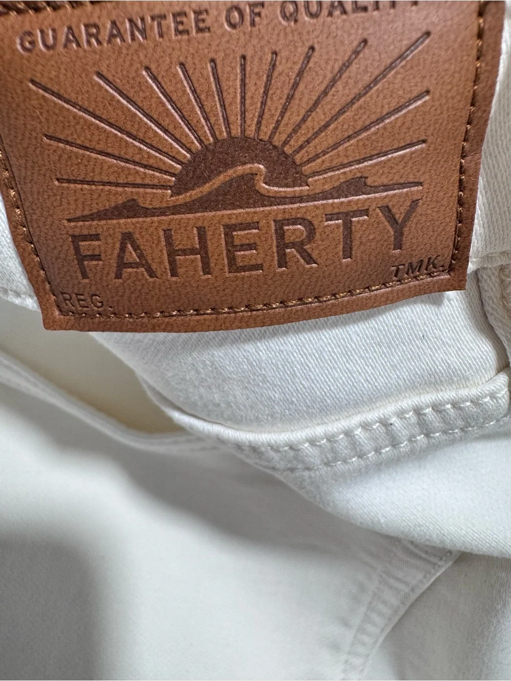 Faherty Stretch Terry Off White Jeans Pants Mens 36x32 Regenerative Cotton Pants